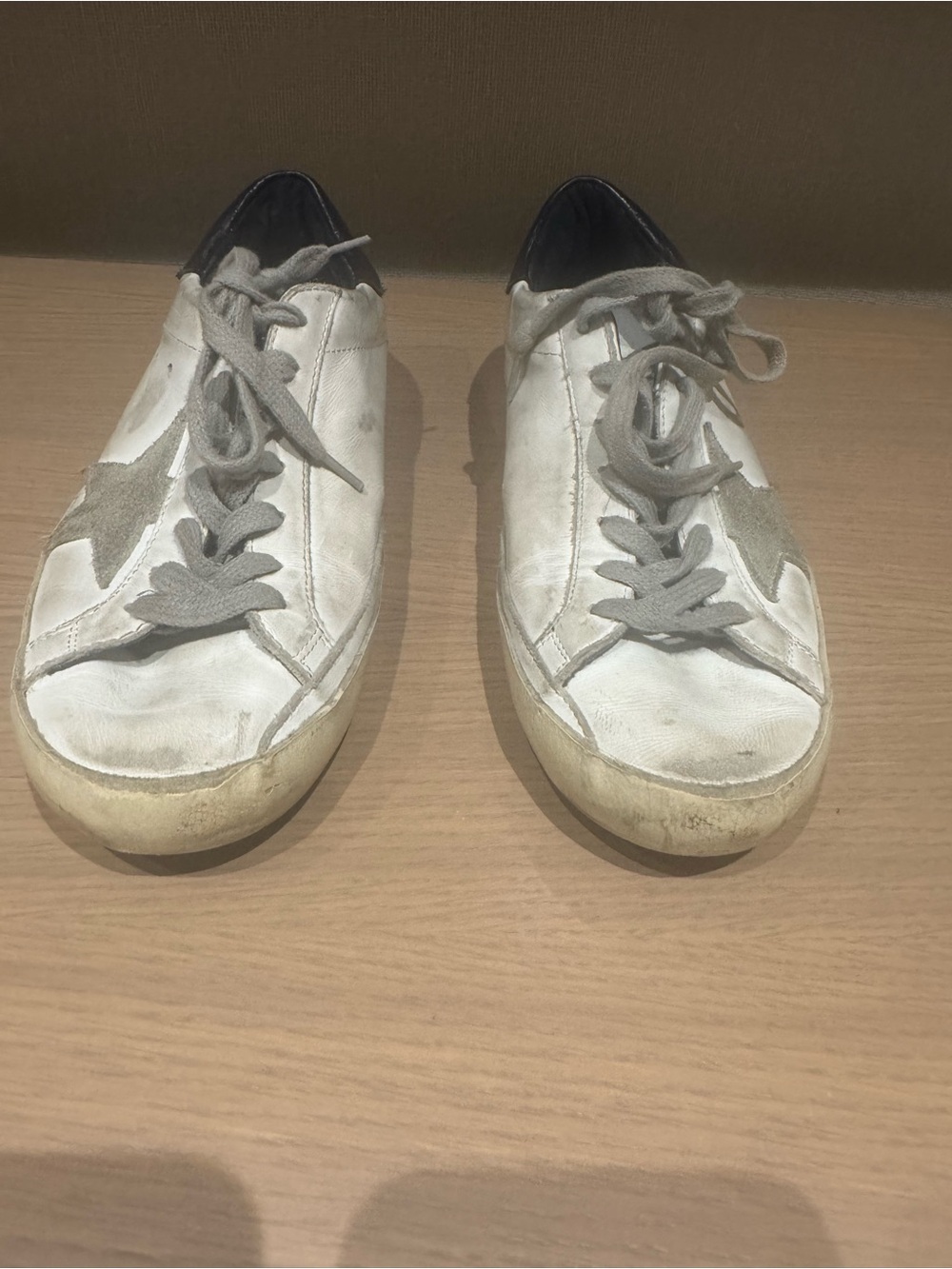 Golden Goose White Leather Low-Top Sneakers with Gray Star